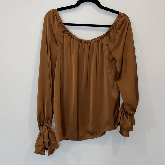 Ramy Brook Murphy Off Shoulder Satin Top in Copper - Picture 6 of 12